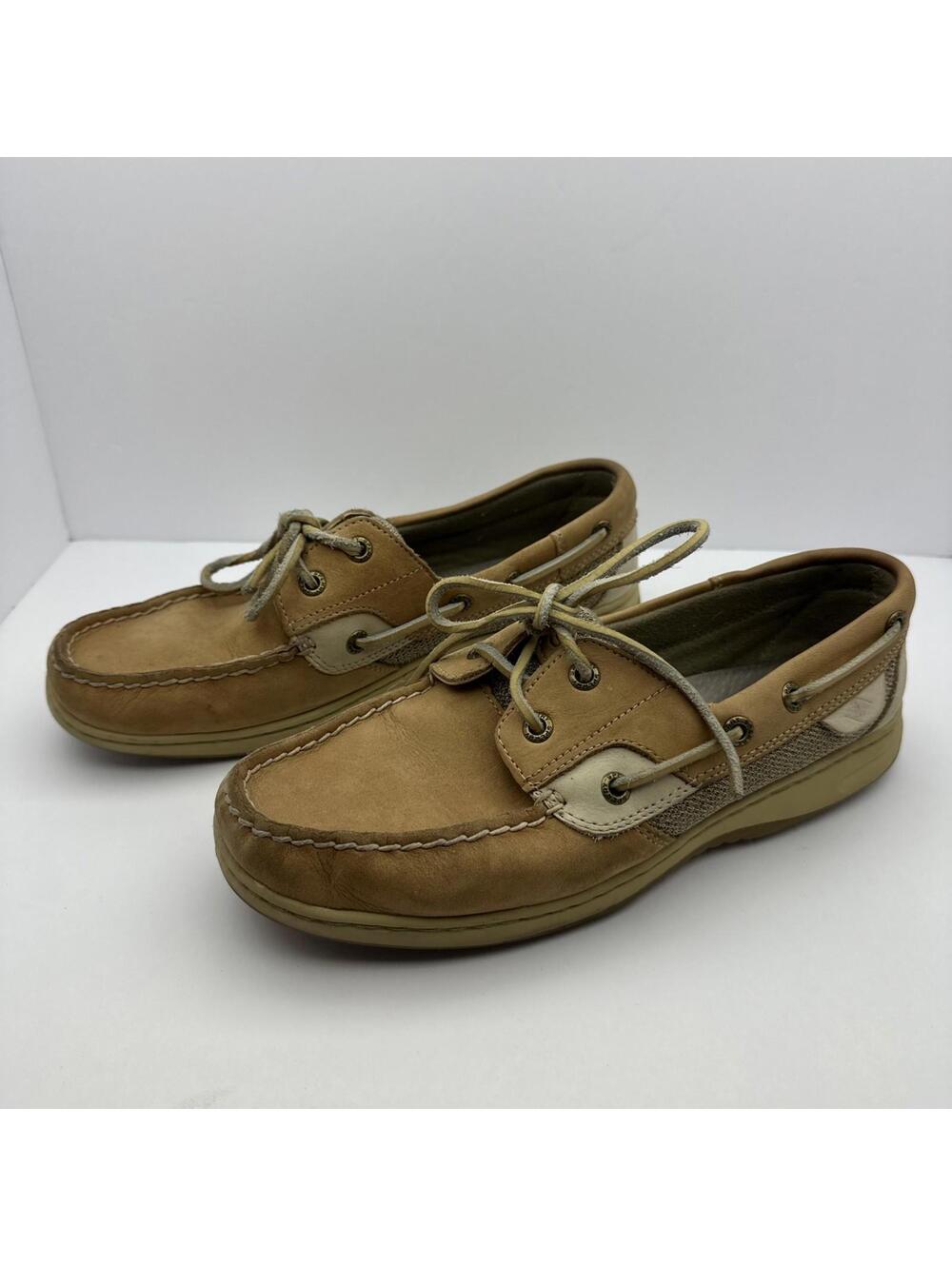 Sperry Topsider Bluefish Women's 8.5W Tan Leather & Fabric Deck Shoes